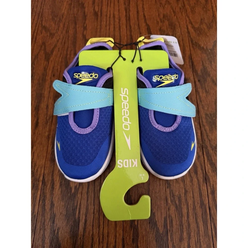 Boys' Speedo S-Way Slip-On Toddler Water Shoes Size Large 9-10 Black & Blue
